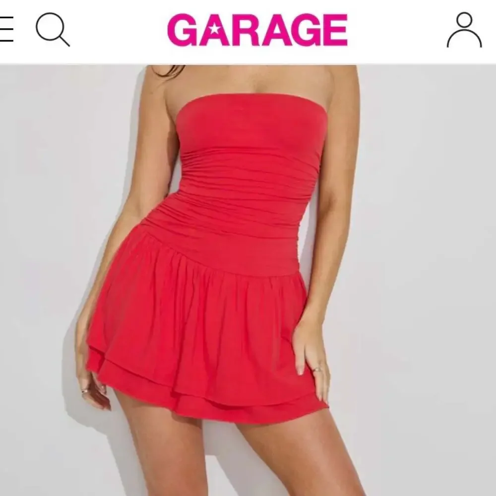 Garage Flirty Hem Tube Romper Dress in Red